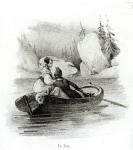 Alphonse de Lamartine (1790-1869) and Elvire on the Lake at Bourget, engraved by Alfred Lemercier (litho) (b/w photo)