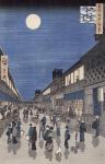 Night time view of Saruwaka Street, from 'Meisho Edo Hyakkei' (One Hundred Views of Edo) (colour woodblock print)