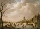 Skaters on a Frozen Canal, 1779 (oil on canvas)