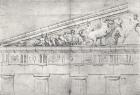 Study of a pediment from the Parthenon (pencil on paper) (b/w photo)