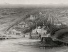 Panoramic view of New and Old Delhi, India (engraving)