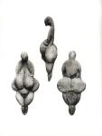 Three views of a 'Venus' statuette, from the Rideaux Cave, Lespugue, Haute-Garonne (ivory) (b/w photo)