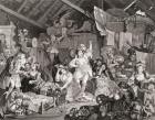 Strolling Players rehearsing in a Barn, engraved by G Presbury, from The Works of Hogarth published London 1833 (b/w engraving)