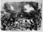 The Sixth Regiment of the Massachusetts Volunteers Firing into the Mob on Pratt Street, While Passing through Baltimore en Route for Washington, April 19th 1861, from 'Frank Leslie's Illustrated Newspaper', 1861 (engraving) (b&w photo)