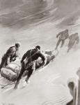 A relay party in a blizzard during Sir Ernest Shackleton's British Antarctic Expedition 1907–09. From The Wonderful Year 1909
