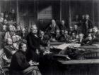 The House of Commons in 1860: Lord Palmerston Addressing the House during the Debate on the Treaty with France, engraved by Falkner, 1863 (litho) (b&w photo) (see also 42219 and 107821)