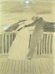 Jeanne Hugo and Jean Charcot at Hauteville House, Guernsey (pastel on paper)