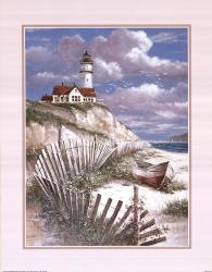 Lighthouse With Deserted Canoe | Obraz na stenu