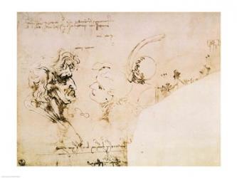 Study of Two Heads in Profile and Studies of Machines | Obraz na stenu
