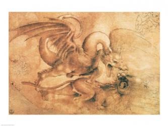 Fight between a Dragon and a Lion | Obraz na stenu