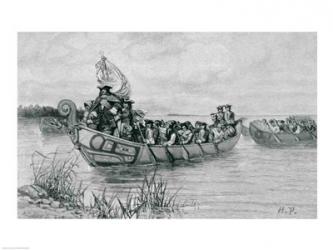 The Landing of Cadillac, illustration from 'The City of the Strait' | Obraz na stenu