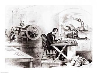 The Progress of the Century: The Lightning Steam Press, the Electric Telegraph, the Locomotive and the Steamboat | Obraz na stenu