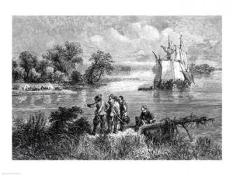 The Moravians Ascending the Delaware | Obraz na stenu