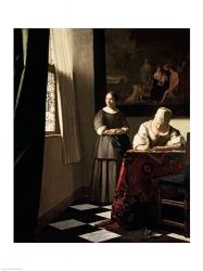 Lady writing a letter with her Maid | Obraz na stenu