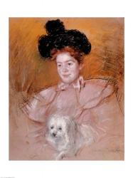 Woman holding a dog | Obraz na stenu