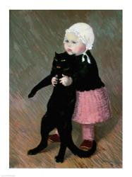 A Small Girl with a Cat, 1889 | Obraz na stenu
