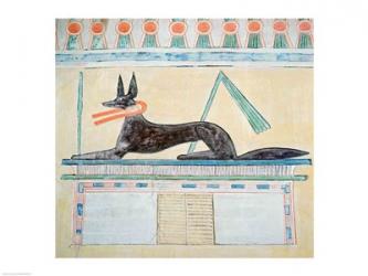 Anubis, Egyptian god of the dead, lying on top of a sarcophagus | Obraz na stenu