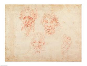 W.33 Sketches of satyrs' faces | Obraz na stenu
