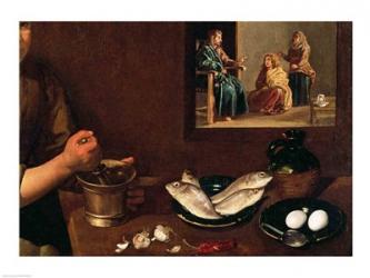 Kitchen Scene with Christ in the House of Martha and Mary, Detail | Obraz na stenu