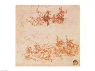 Study of Horsemen in Combat and Foot Soldiers, 1503 | Obraz na stenu