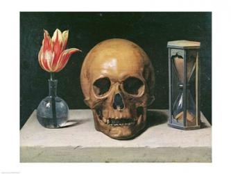 Vanitas Still Life with a Tulip, Skull and Hour-Glass | Obraz na stenu