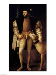 Charles V Holy Roman Emperor and King of Spain with his Dog | Obraz na stenu