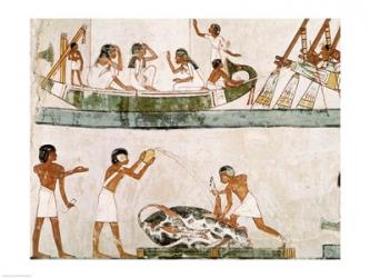 Sacrifice and purification of a bull, and a sailing ritual, from the Tomb of Menna | Obraz na stenu