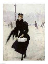 Parisian woman in the Place de la Concorde | Obraz na stenu