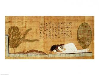 Funerary papyrus depicting the deceased prostrate in front of the crocodile | Obraz na stenu