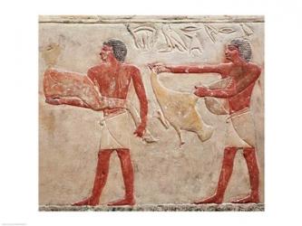 Relief depicting servants carrying a haunch of beef and a duck, from the Tomb of Princess Idut | Obraz na stenu