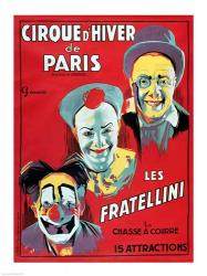 Poster advertising the 'Cirque d'Hiver de Paris' featuring the Fratellini Clowns | Obraz na stenu