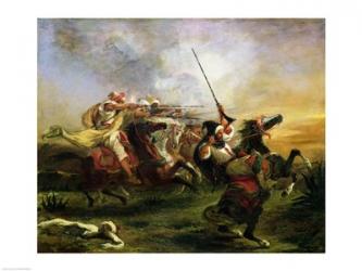 Moroccan horsemen in military action, 1832 | Obraz na stenu