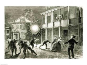 The Federals shelling the City of Charleston: Shell bursting in the streets in 1863 | Obraz na stenu