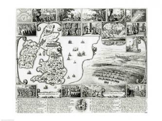 Map of Civil War England and a view of Prague, 1632 | Obraz na stenu