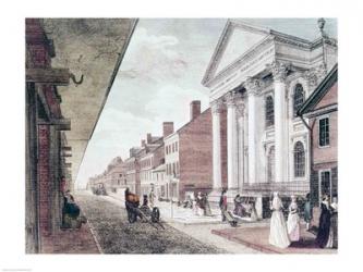 High street with the first Presbyterian Church, Philadelphia, 1799 | Obraz na stenu