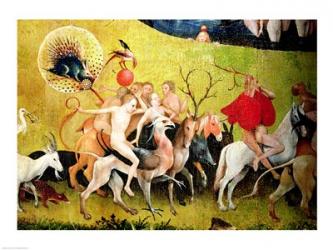 The Garden of Earthly Delights: Allegory of Luxury, detail of figures riding fantastical horses | Obraz na stenu