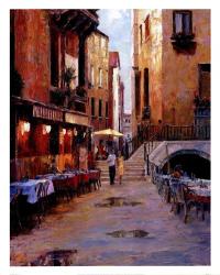 Street Cafe After Rain Venice | Obraz na stenu