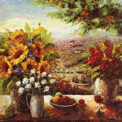 Sunflowers With Fruit And Wine I | Obraz na stenu