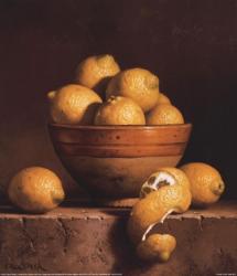Lemons in a Bowl with Peel | Obraz na stenu