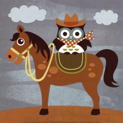 Cowboy Owl on Horse | Obraz na stenu