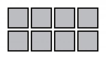 3. Kompozícia rámov - 8x čierny štvorcový rám, 150,5x73,5 cm