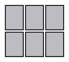 4.Kompozícia rámov - 6x čierny obdĺžnikový rám, 142x123 cm