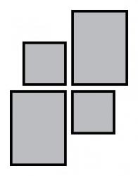 6. Kompozícia rámov - 2x čierny štvorcový rám, 2x čierny obdĺžnikový rám,95x125 cm cm