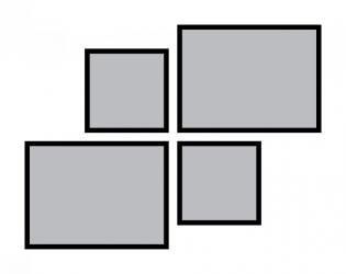 7. Kompozícia rámov - 2x čierny obdĺžnikový rám, 2x čierny štvorcový rám,125x95 cm