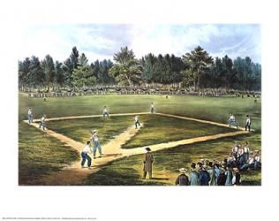 Currier and Ives - National Game of Baseball Size 25x16 | Obraz na stenu