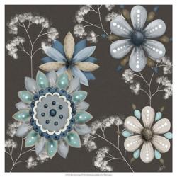 Blue Floral on Sepia II | Obraz na stenu