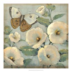 Butterfly & Hollyhocks II | Obraz na stenu