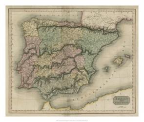 Vintage Map of Spain & Portugal | Obraz na stenu
