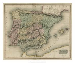 Vintage Map of Spain & Portugal | Obraz na stenu