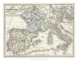 Mitchell's Map of France, Spain & Italy | Obraz na stenu